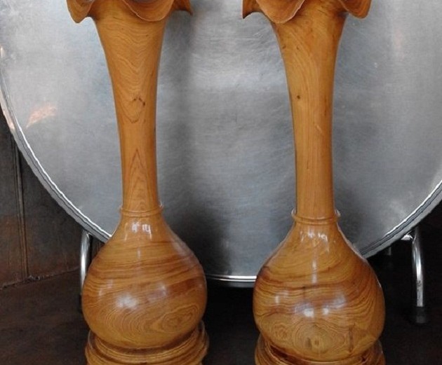 Lục bình gỗ Pơmu cao cấp vân cực đẹp, cao 80cm giá rẻ